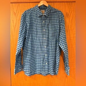 L.L. Bean Men's Slightly Fitted Blue Plaid Button Down Shirt